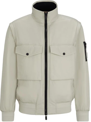 HUGO BOSS Jaket Bomber Tahan Air dengan Lengan Lepas Pasang - Off-White 50505461-271 Order HUGO BOSS Jaket Bomber Tahan Air dengan Lengan Lepas Pasang - Off-White 50505461-271