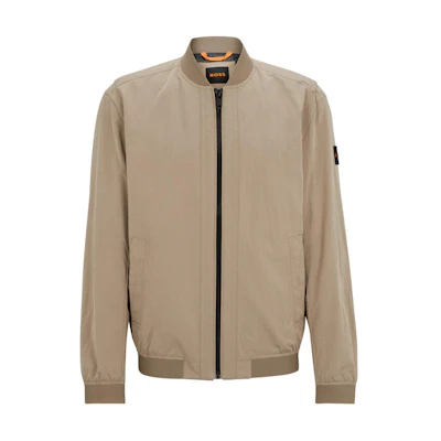 HUGO BOSS Water-Repellent Crinkle Fabric Jacket - Light Brown Zip-Up 50513937-246