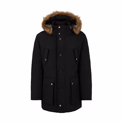 HUGO BOSS Water-Repellent Hooded Jacket Black - Double-Monogram Trim 50499371-001