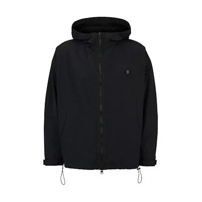 HUGO BOSS Water-Repellent Hooded Windbreaker with Stacked-Logo Badge Black 50505432-001