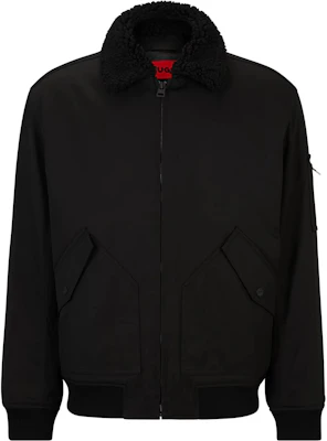 HUGO BOSS Jaket Bomber Anti Air dengan Kerah Teddy - Mantel Hitam 50496220-001 Buy HUGO BOSS Jaket Bomber Anti Air dengan Kerah Teddy - Mantel Hitam 50496220-001