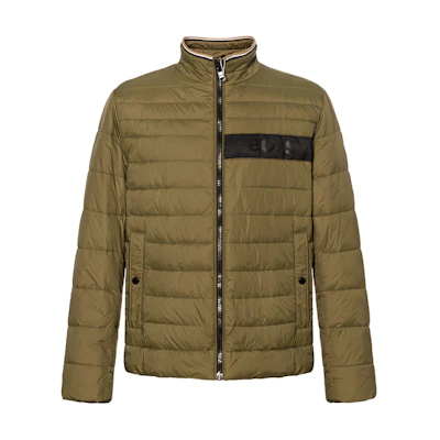 HUGO BOSS Water-Repellent Padded Jacket with 3D Logo Tape Light Green Mens 50464308-377