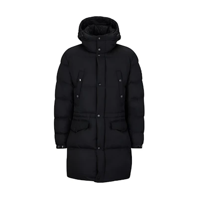 HUGO BOSS Water-Repellent Padded Jacket with Hood Black Mid-Length Coat 50498000-001