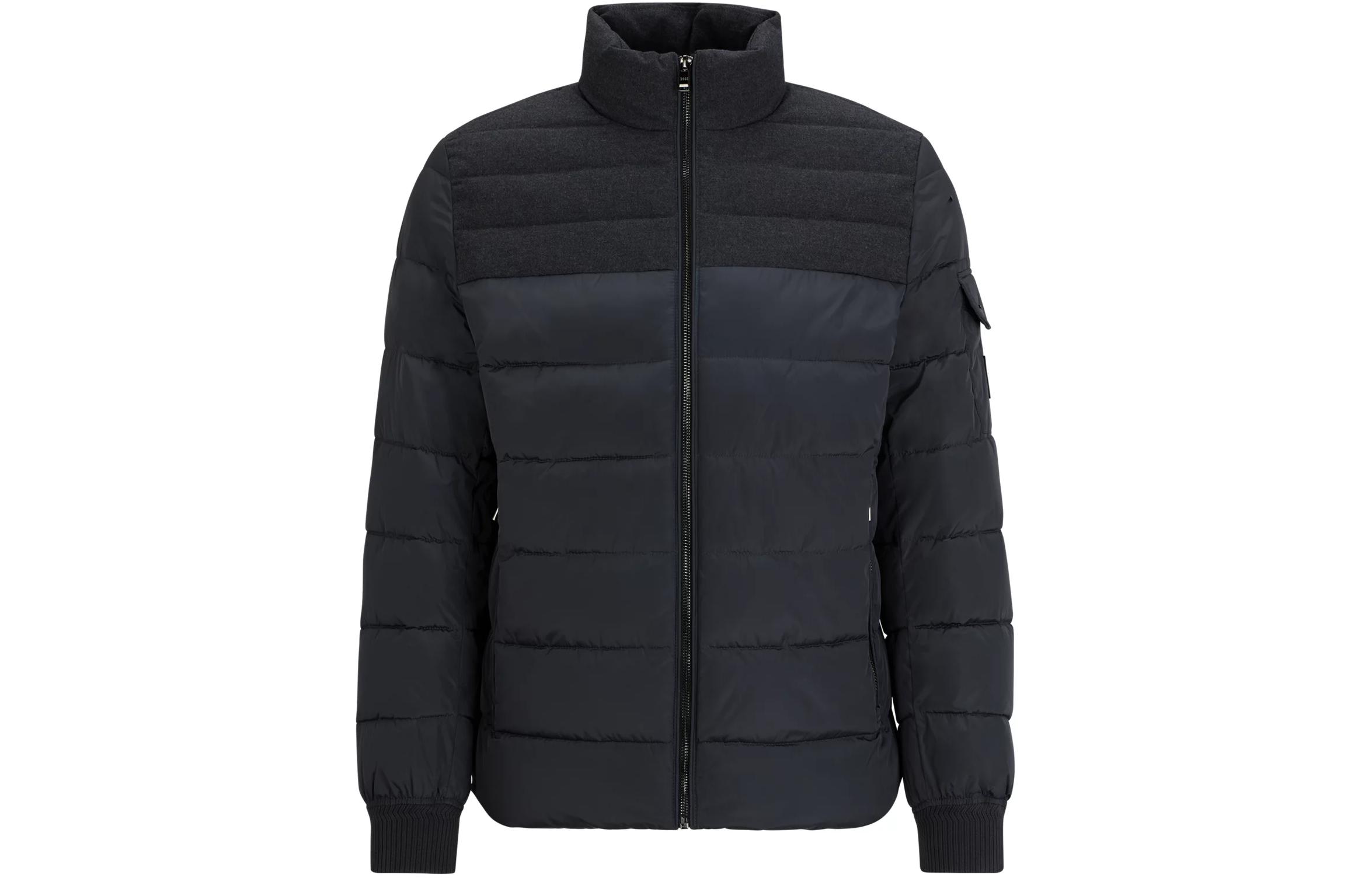 HUGO BOSS Water-Repellent Padded Jacket with Logo, Full-Zip, Men’s Dark Grey 50499796-061