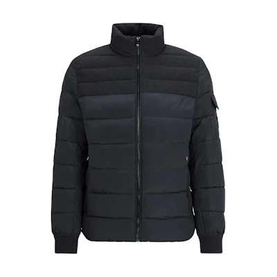 HUGO BOSS Water-Repellent Padded Jacket with Logo, Full-Zip, Men’s Dark Grey 50499796-061