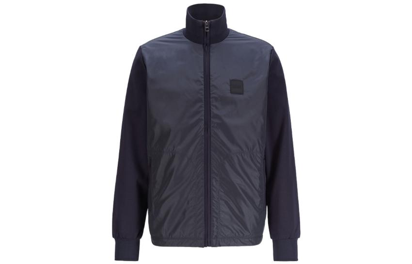 HUGO BOSS WF22 Contrast Logo Badge Reversible Zip-Up Sweatshirt Navy - Men 50436559-402