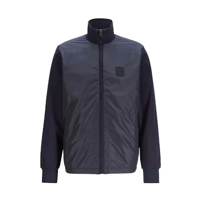 HUGO BOSS WF22 Contrast Logo Badge Reversible Zip-Up Sweatshirt Navy - Men 50436559-402