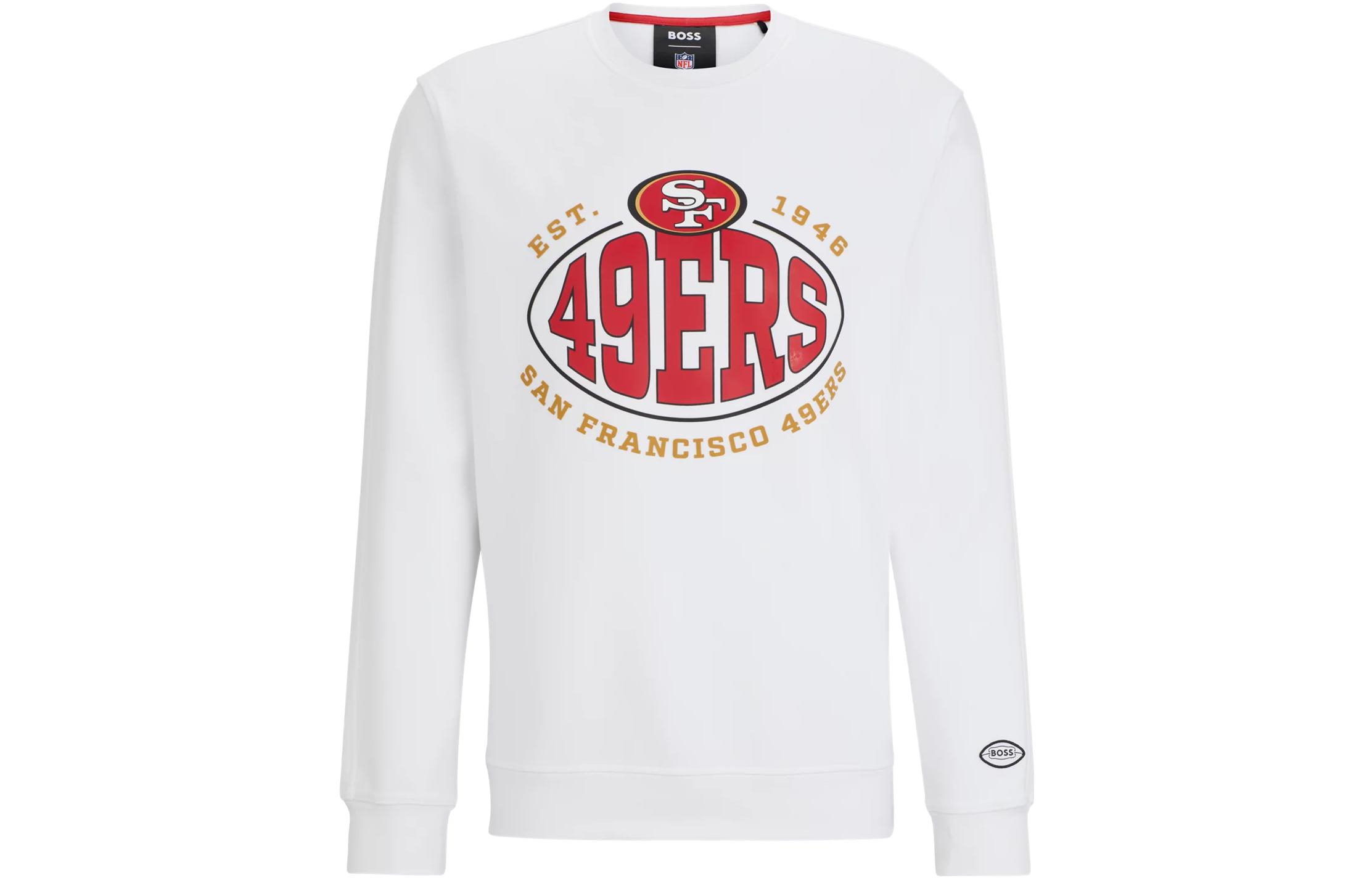 HUGO BOSS White & Red Crewneck Sweatshirt with Letter Print 50504600-117