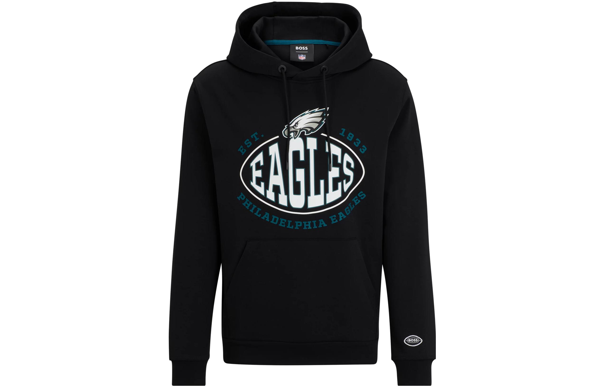 HUGO BOSS White/Black Logo Print Drawstring Hoodie 50504598-019