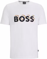 HUGO BOSS White Cotton-Jersey T-Shirt with Logo in Signature Colors 50506923-100 HUGO BOSS White Cotton-Jersey T-Shirt with Logo in Signature Colors 50506923-100