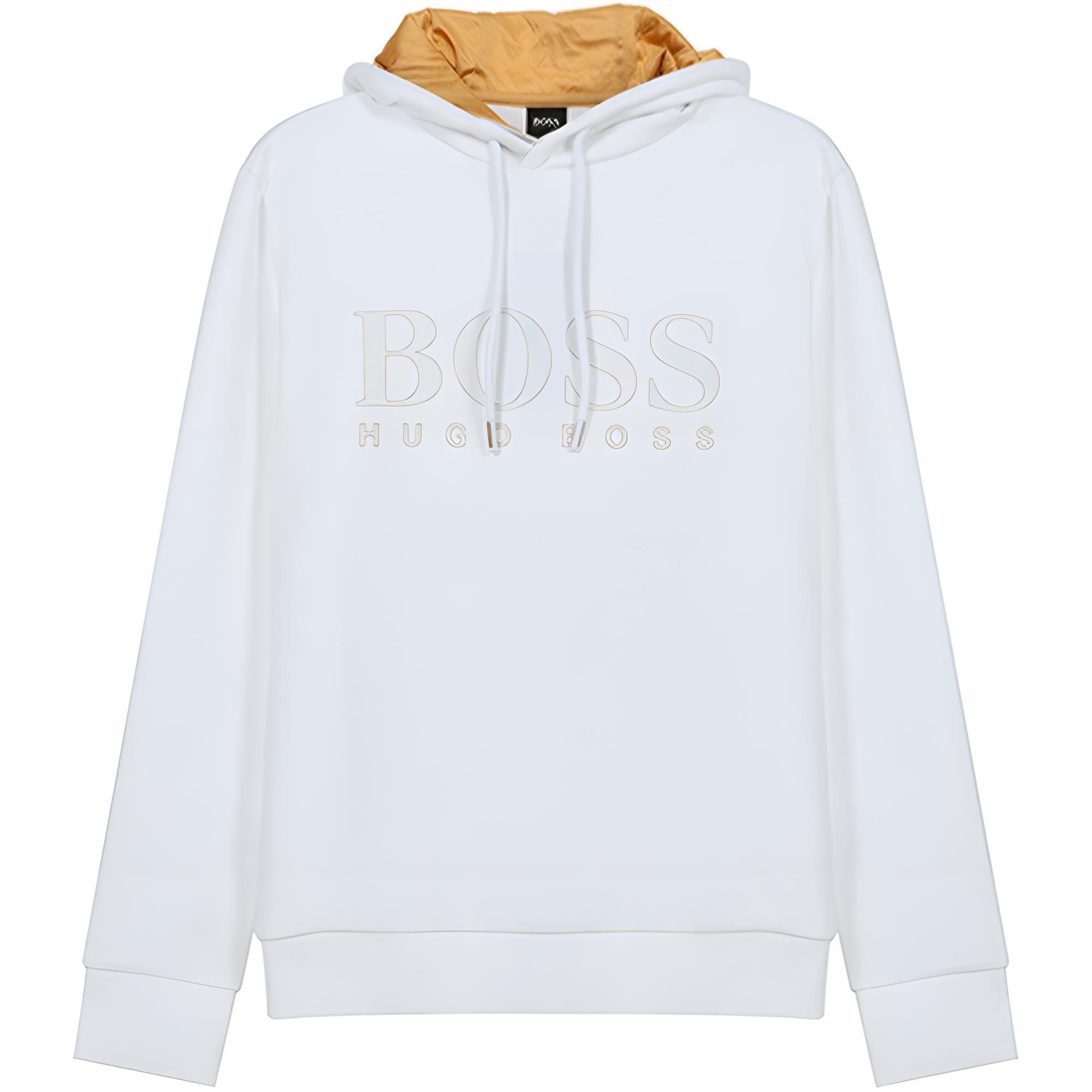 HUGO BOSS White Cotton Logo Print Long Sleeve Sweatshirt 50451214-100