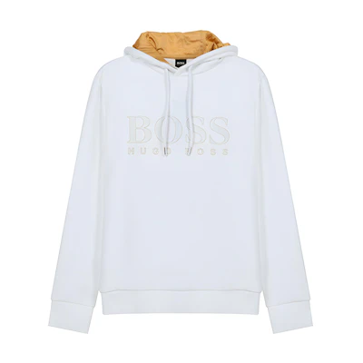 HUGO BOSS White Cotton Logo Print Long Sleeve Sweatshirt 50451214-100
