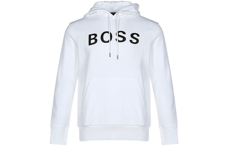 HUGO BOSS White Cotton Pullover Hoodie Long Sleeve Sweatshirt 50432386-100 圖 2