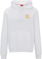HUGO BOSS White Cotton Pullover Hoodie with Layered Logo Print 50520159-100 HUGO BOSS White Cotton Pullover Hoodie with Layered Logo Print 50520159-100