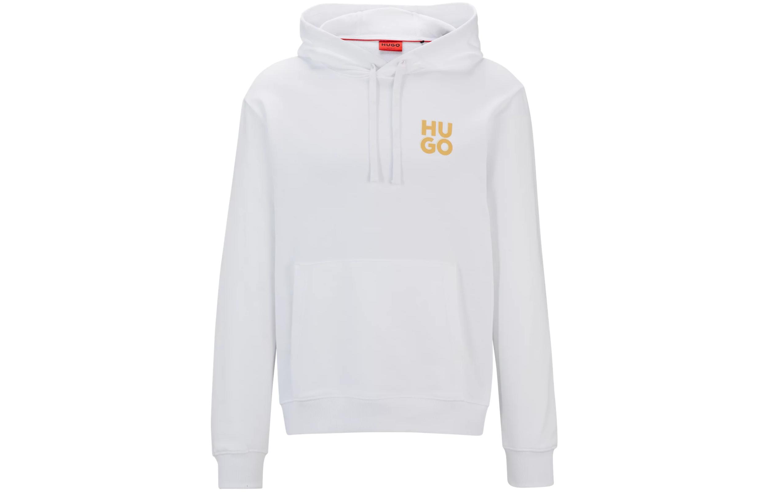 Order HUGO BOSS 白色棉质连帽衫带叠层标志印花 50520159-100