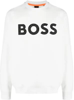 HUGO BOSS White Crewneck Logo Printed Loose Fit Long Sleeve Sweatshirt 50487133-106 HUGO BOSS White Crewneck Logo Printed Loose Fit Long Sleeve Sweatshirt 50487133-106