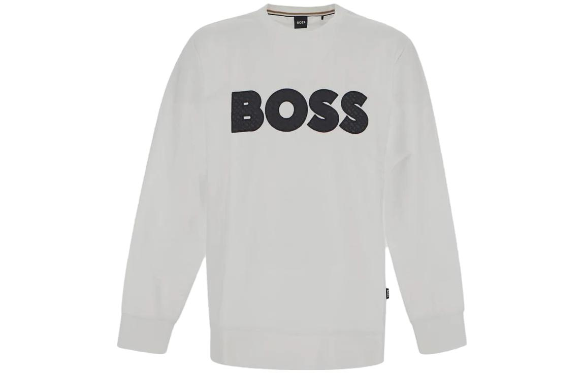 HUGO BOSS White Crewneck Pullover Sweatshirt with Letter Print Design 50494091-100 圖 2