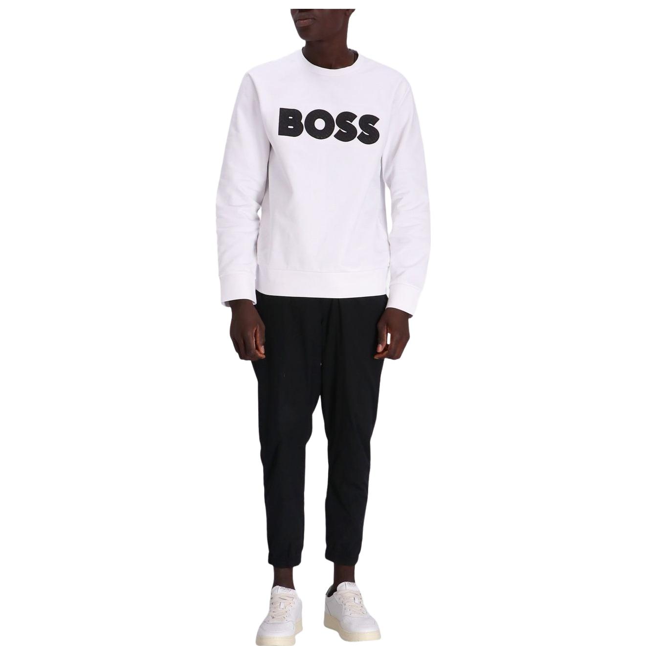HUGO BOSS White Crewneck Pullover Sweatshirt with Letter Print Design 50494091-100 圖 4
