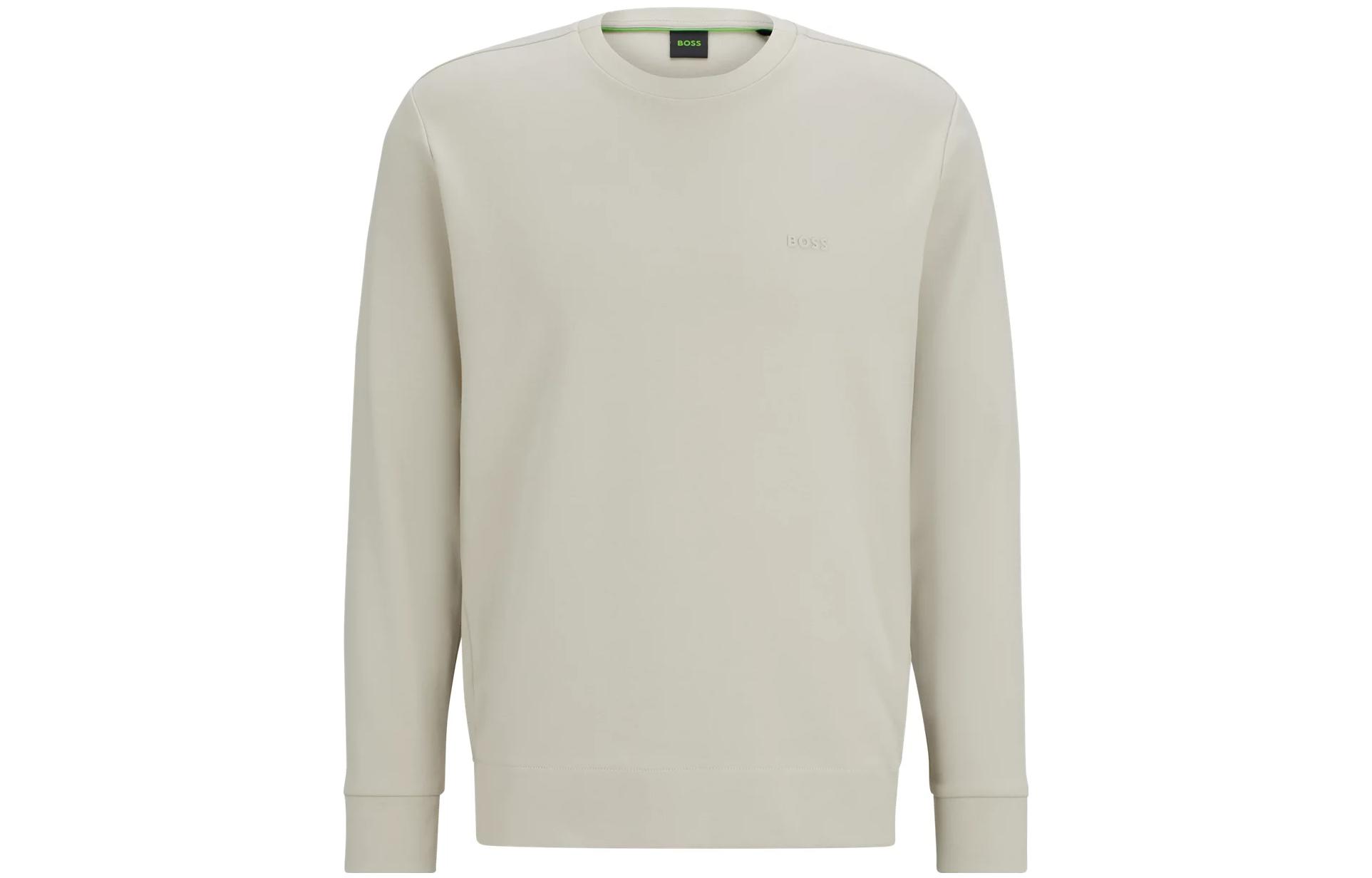 HUGO BOSS White Crewneck Ribbed Loose-Fit Long-Sleeve Sweatshirt 50493719-273