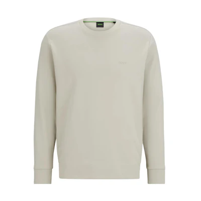 HUGO BOSS White Crewneck Ribbed Loose-Fit Long-Sleeve Sweatshirt 50493719-273