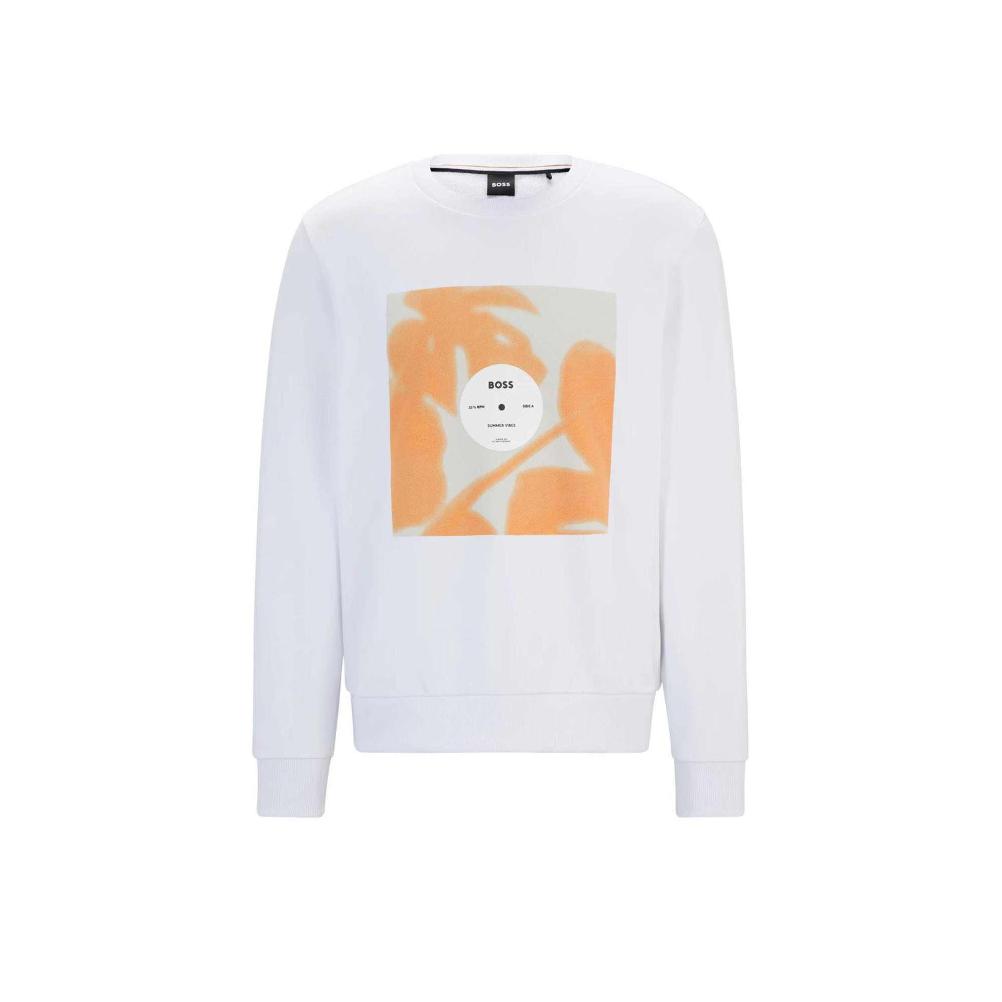 HUGO BOSS White Crewneck Sweatshirt with Graphic Print 50514449-100