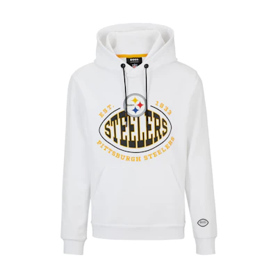 HUGO BOSS White Fitted Hoodie with Solid Letter Design 50504598-114