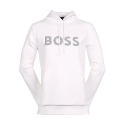 HUGO BOSS White Hoodie with Letter Print Design 50510334-100