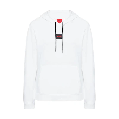 HUGO BOSS White Hoodie with Logo Letter Embroidery 50458700-127