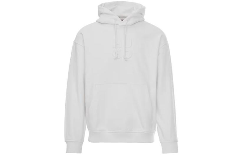 HUGO BOSS White Hoodie with Logo Print - Slim Fit Pullover 50496651-100