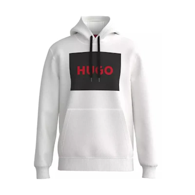 HUGO BOSS White Hoodie with Logo Print Casual Style 50473168-127