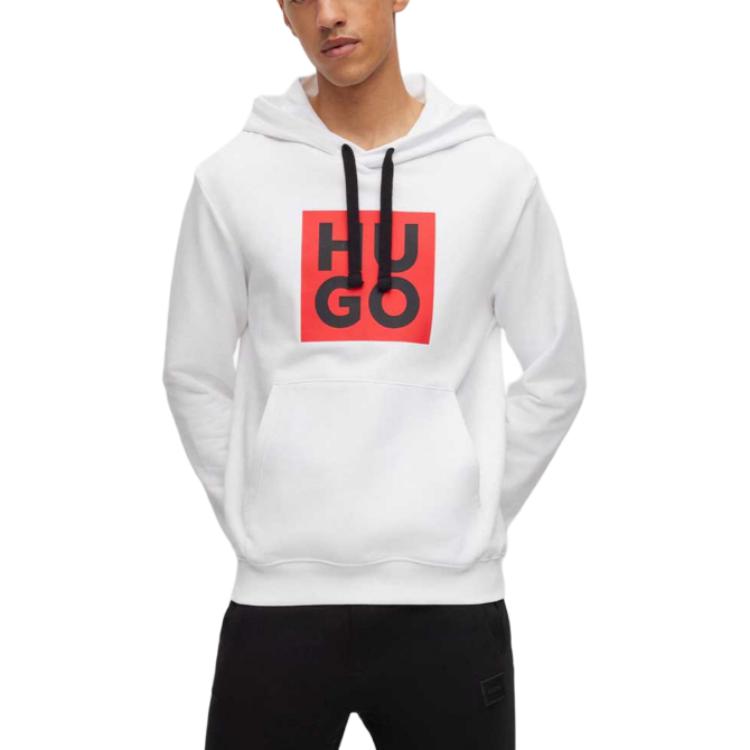 Shop 雨果博斯白色连帽衫 带logo印花套头设计 50495724-100