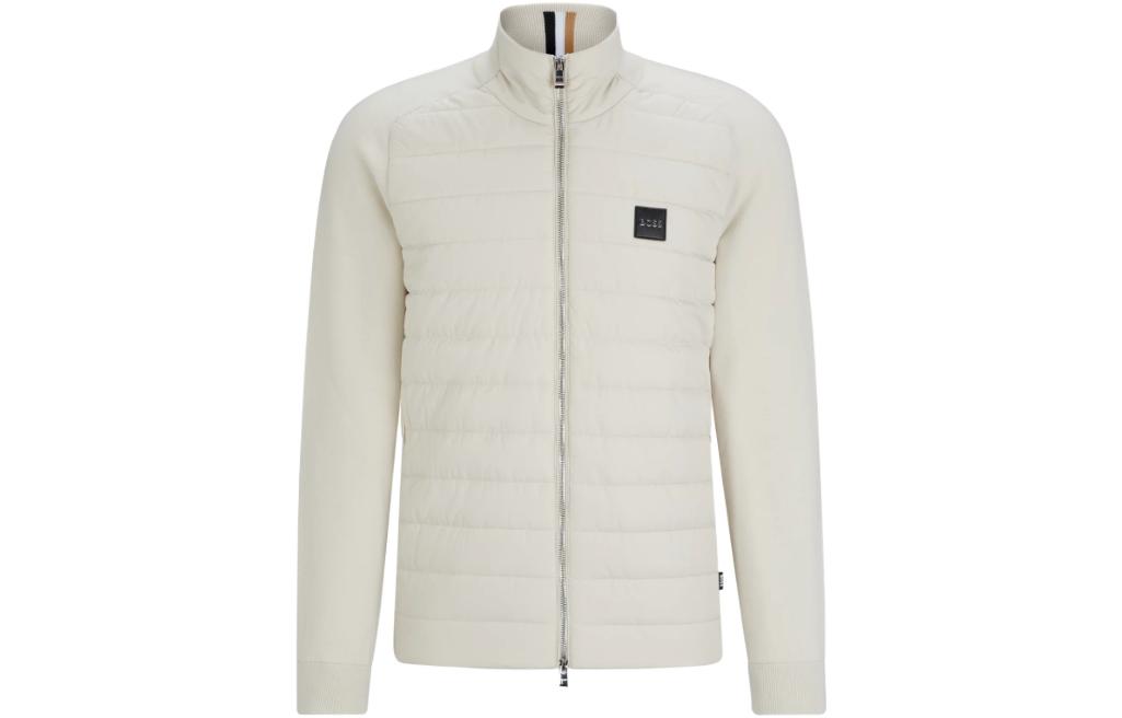HUGO BOSS White Knit Jacket with Logo Badge Design 50510027-131