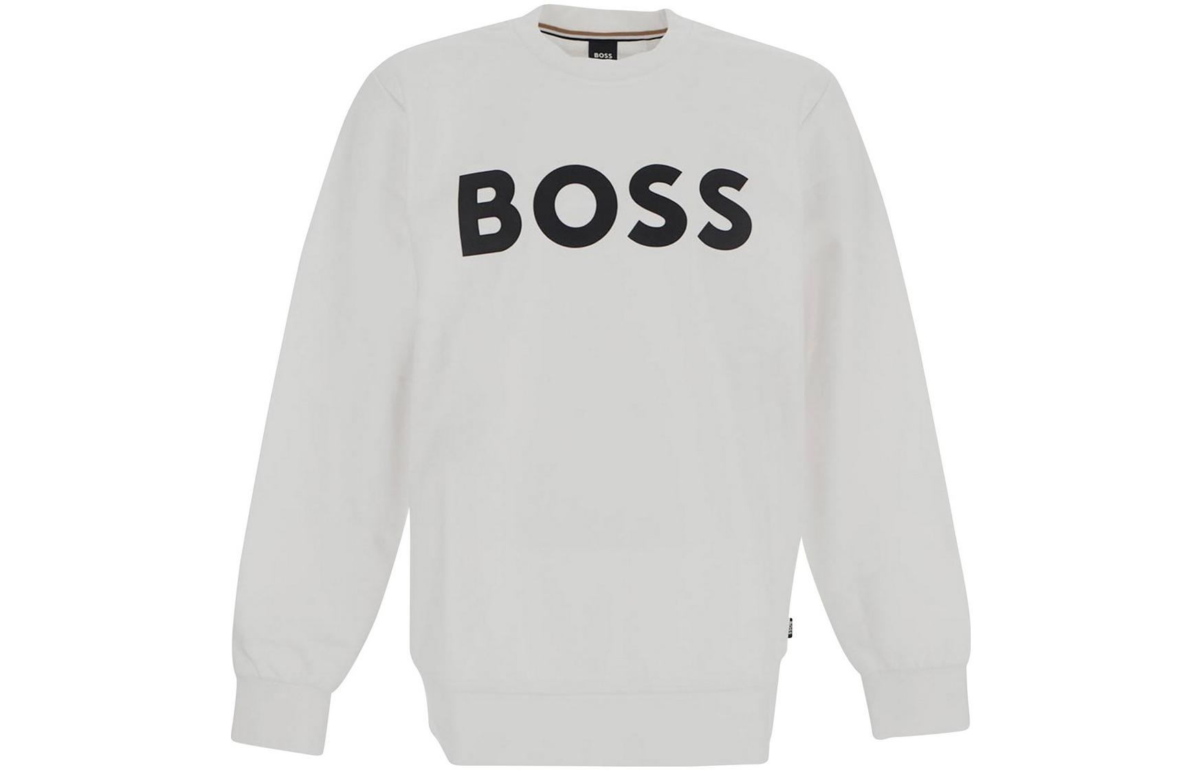 HUGO BOSS White Letter Print Sweatshirt 50496642-100