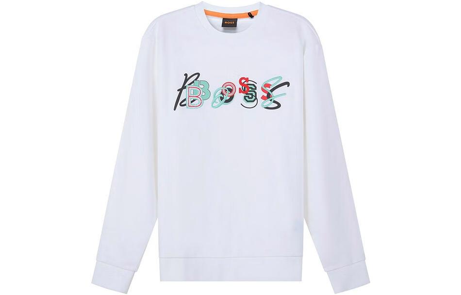 Order HUGO BOSS 白色標誌印花圓領運動衫 50472421-100