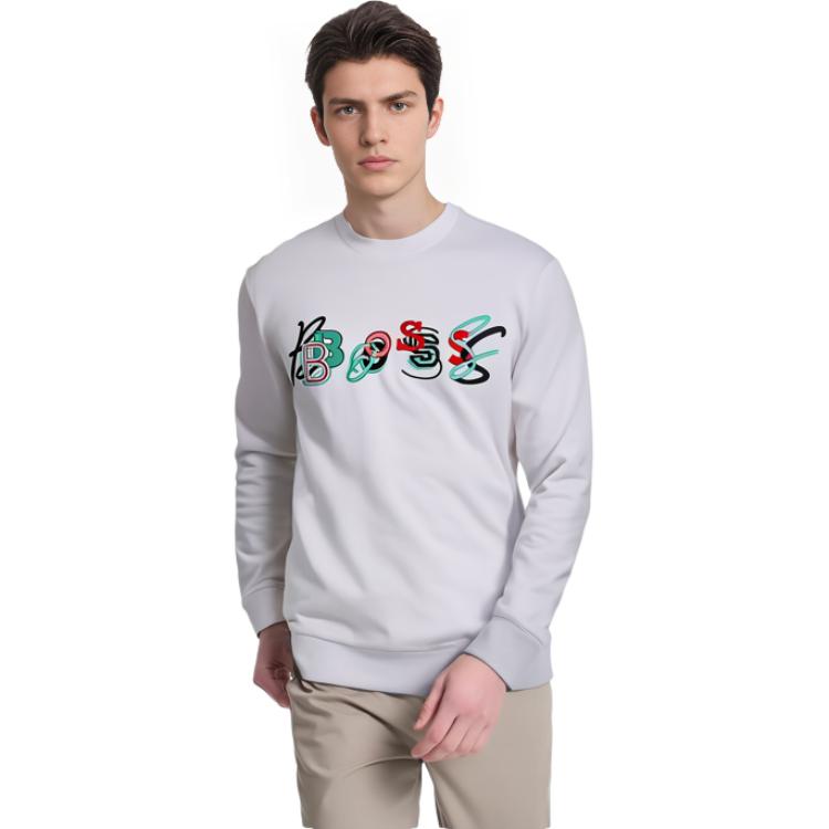 Purchase HUGO BOSS 白色標誌印花圓領運動衫 50472421-100