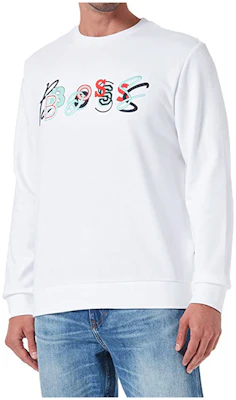 HUGO BOSS 白色標誌印花圓領運動衫 50472421-100 Details for HUGO BOSS 白色標誌印花圓領運動衫 50472421-100