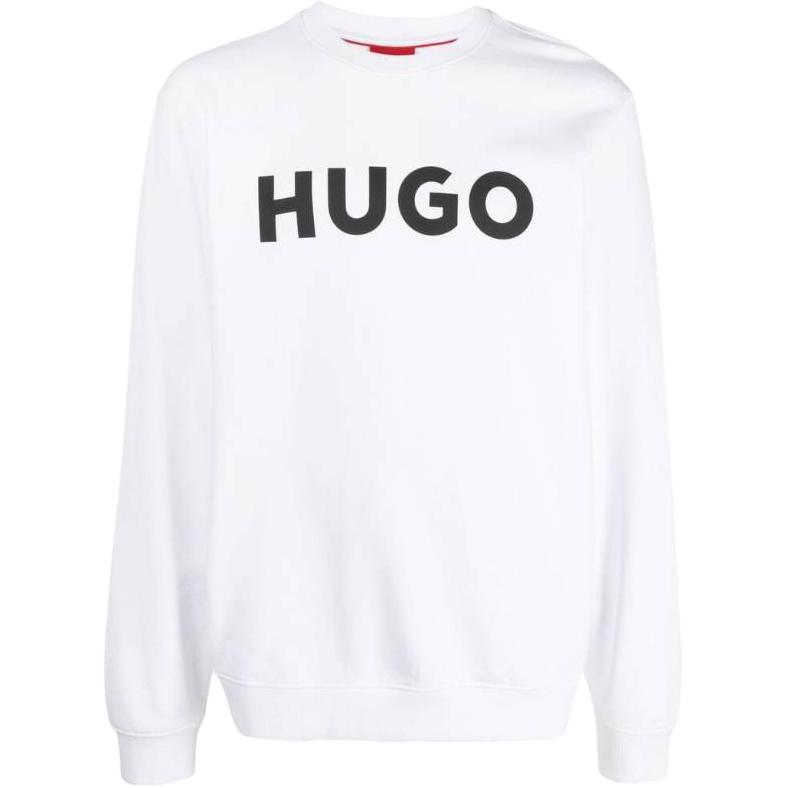 HUGO BOSS White Long-Sleeve Crewneck Letter Print Sweatshirt 50477328-120