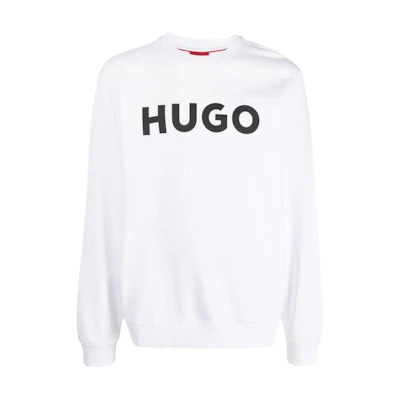 HUGO BOSS White Long-Sleeve Crewneck Letter Print Sweatshirt 50477328-120