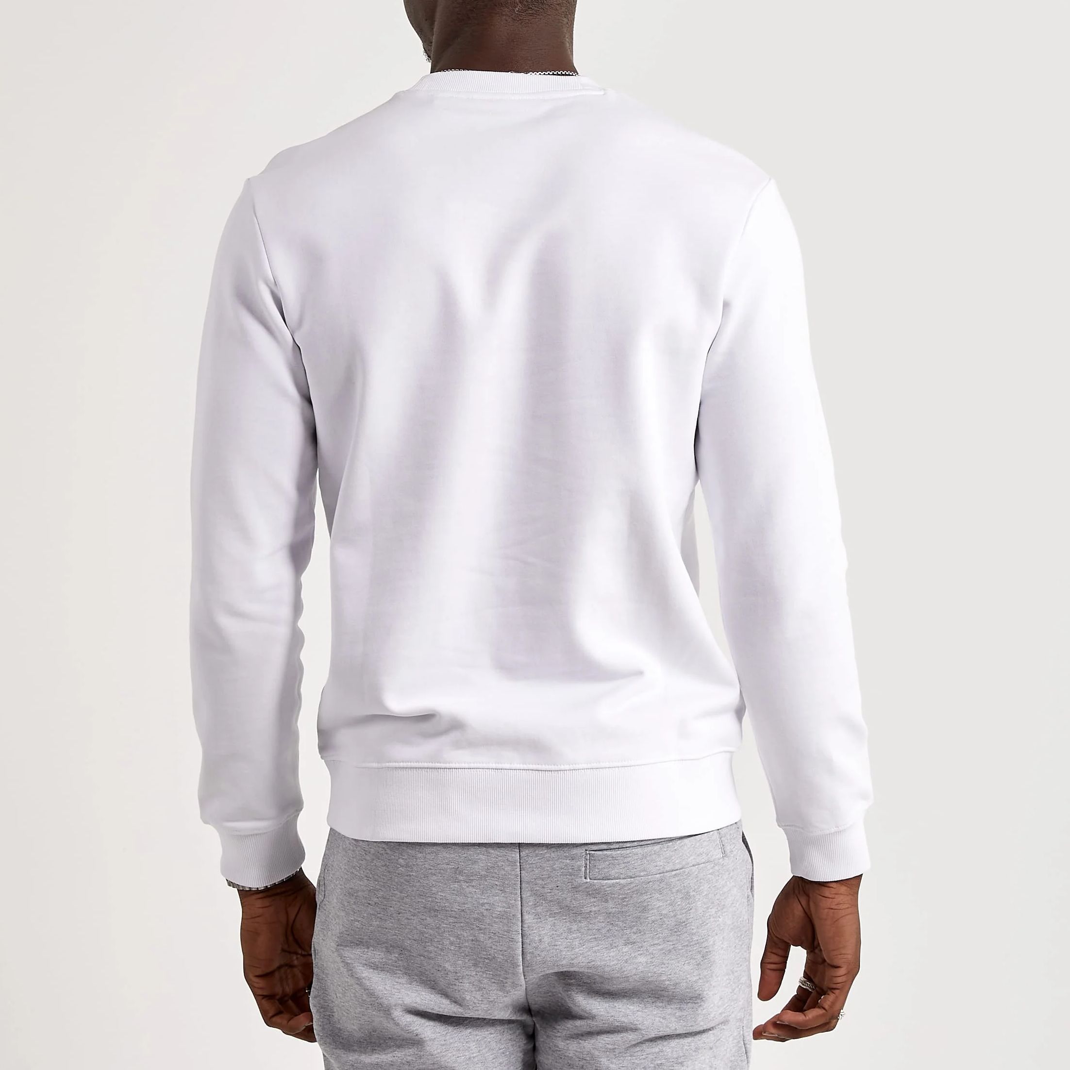 Shop HUGO BOSS 白色長袖圓領字母印花衛衣 50477328-120