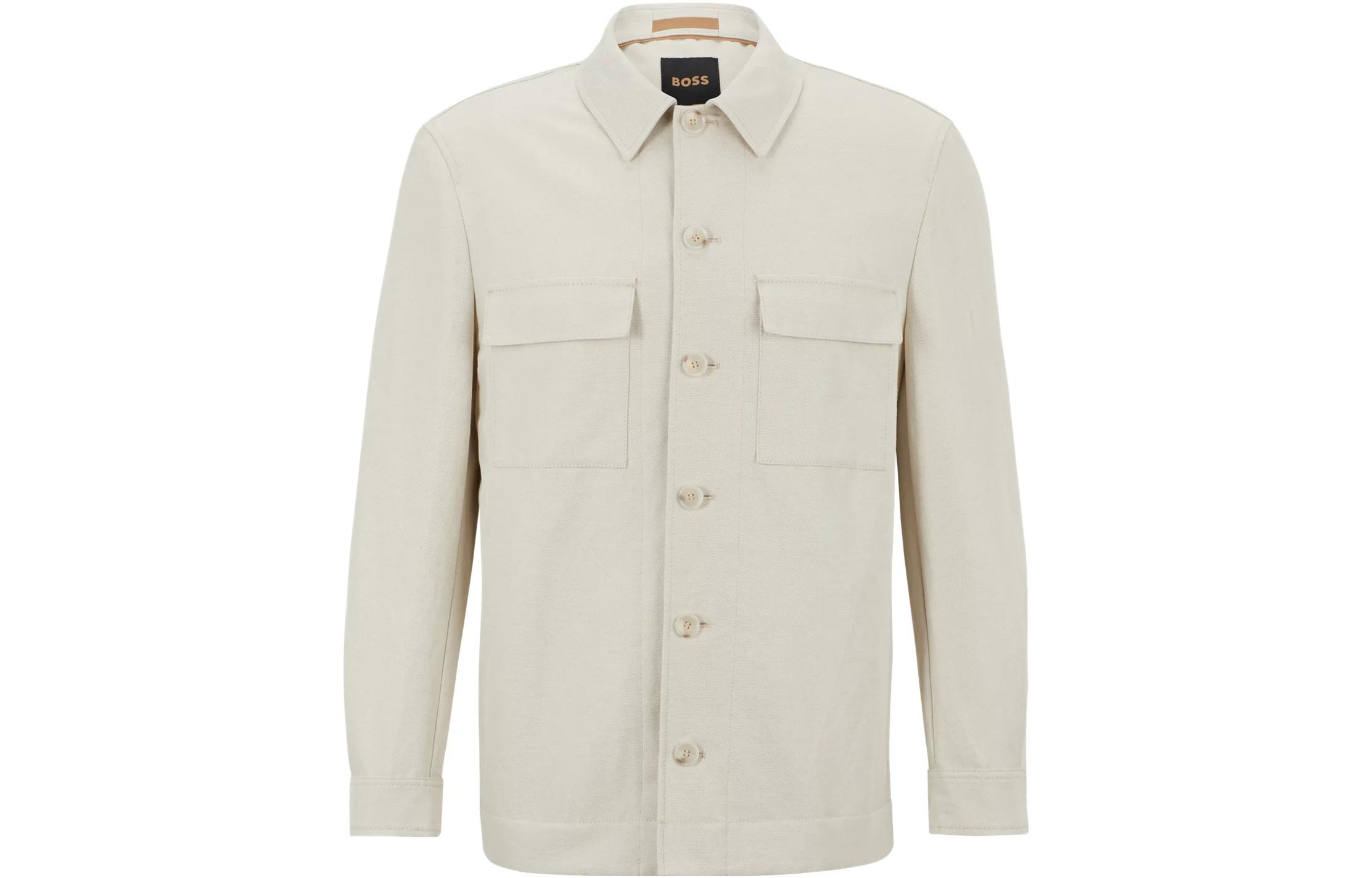 HUGO BOSS White Loose-Fit Single-Breasted Long-Sleeve Jacket 50488884-131