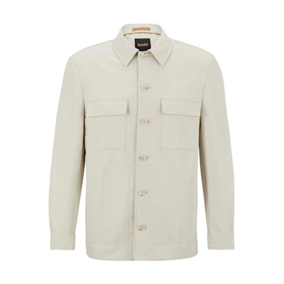 HUGO BOSS White Loose-Fit Single-Breasted Long-Sleeve Jacket 50488884-131