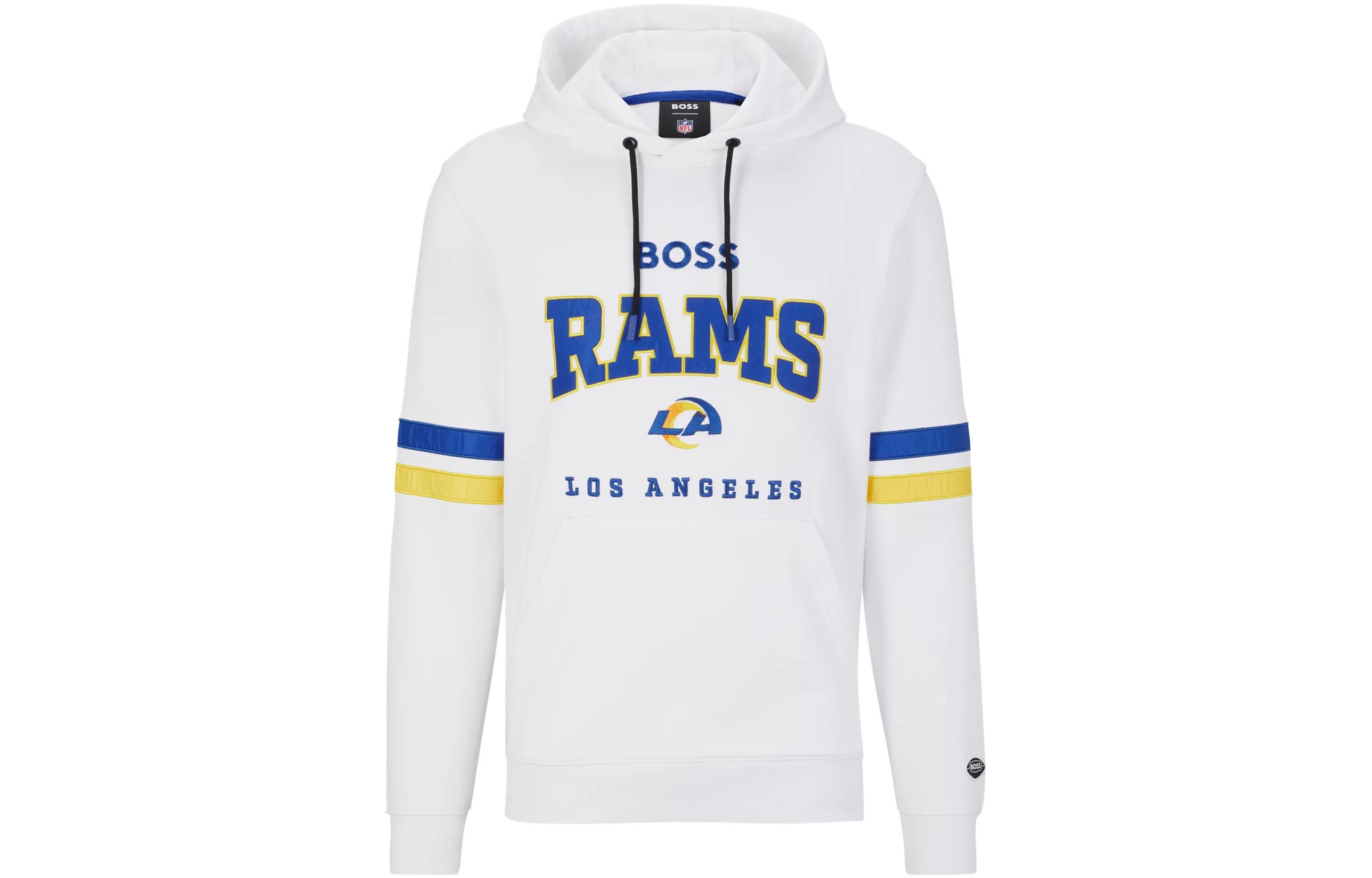 HUGO BOSS White Pullover Hoodie with Logo Lettering 50497505-103