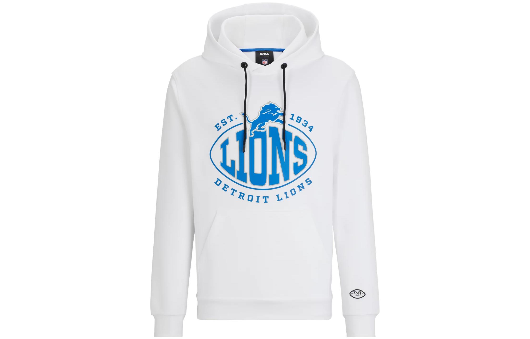 HUGO BOSS White Pullover Hoodie with Logo Print and Drawstring 50504598-107