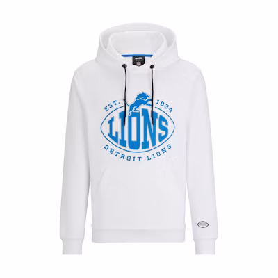 HUGO BOSS White Pullover Hoodie with Logo Print and Drawstring 50504598-107
