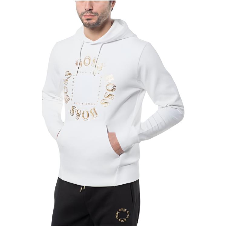 HUGO BOSS White Pullover Sweatshirt with Letter Print 50423596-112
