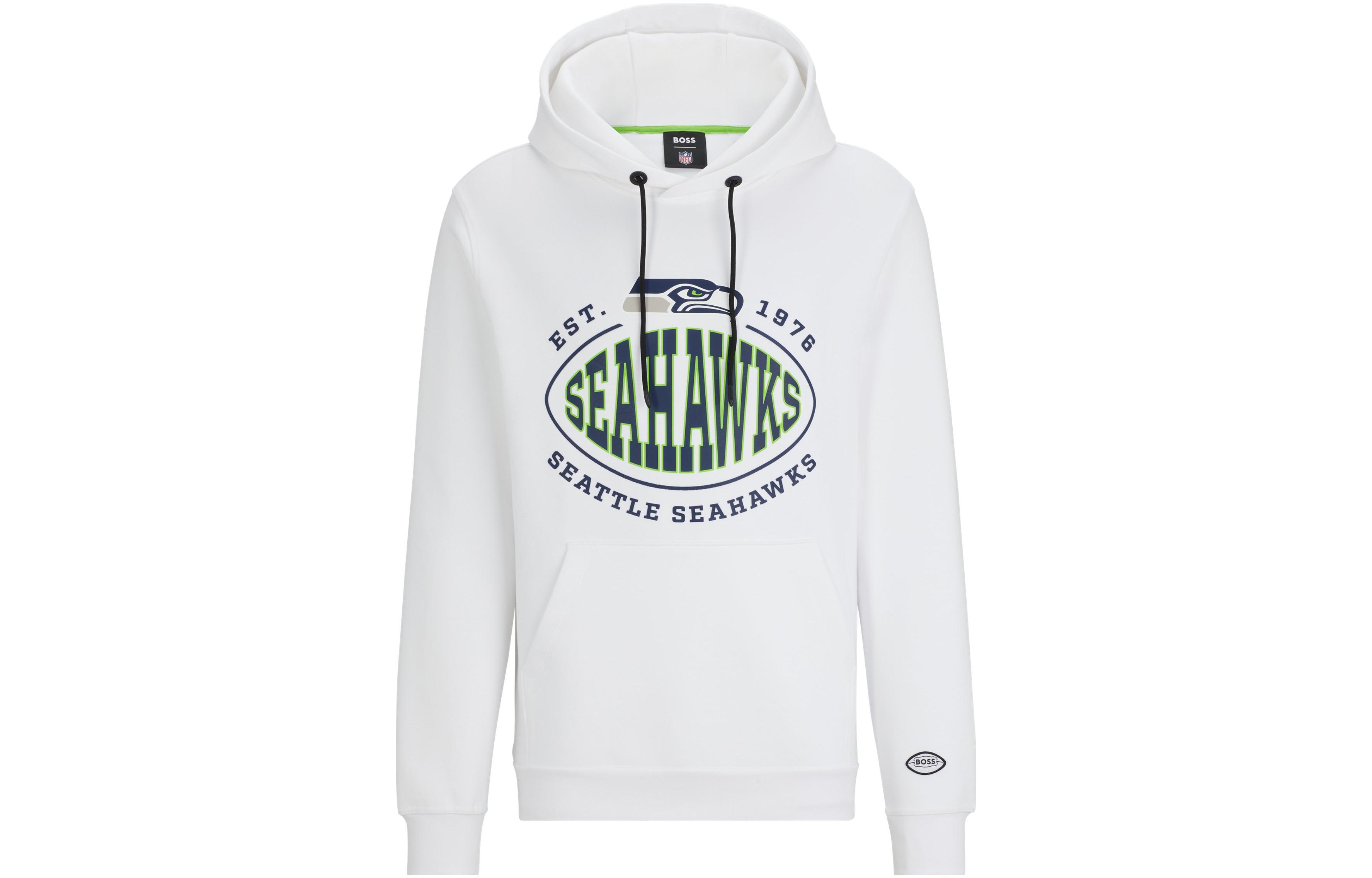 HUGO BOSS White Pullover Sweatshirt with Logo Print Design 50504598-109