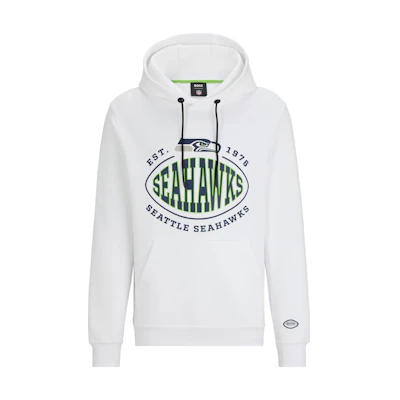 HUGO BOSS White Pullover Sweatshirt with Logo Print Design 50504598-109