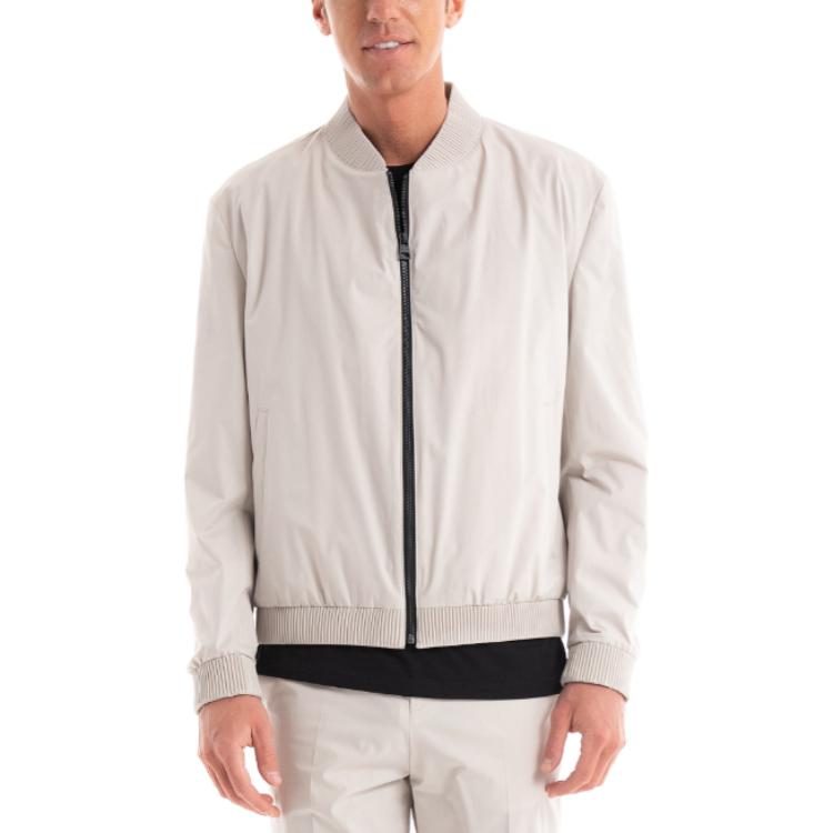 HUGO BOSS White Slim Fit Zip-Up Baseball Collar Jacket 50488019-272