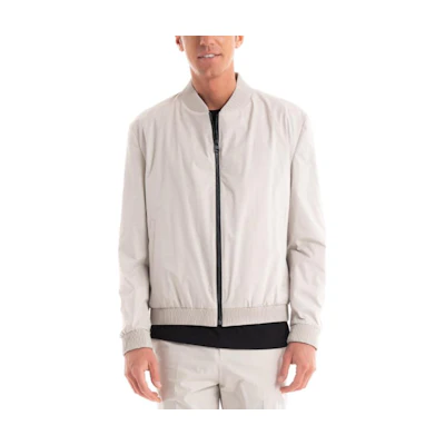 HUGO BOSS White Slim Fit Zip-Up Baseball Collar Jacket 50488019-272