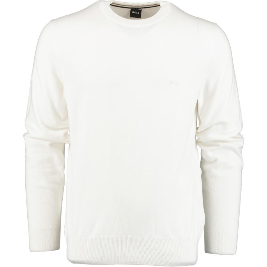 HUGO BOSS White Solid Crewneck Pullover Sweatshirt Long Sleeve 50506023-100